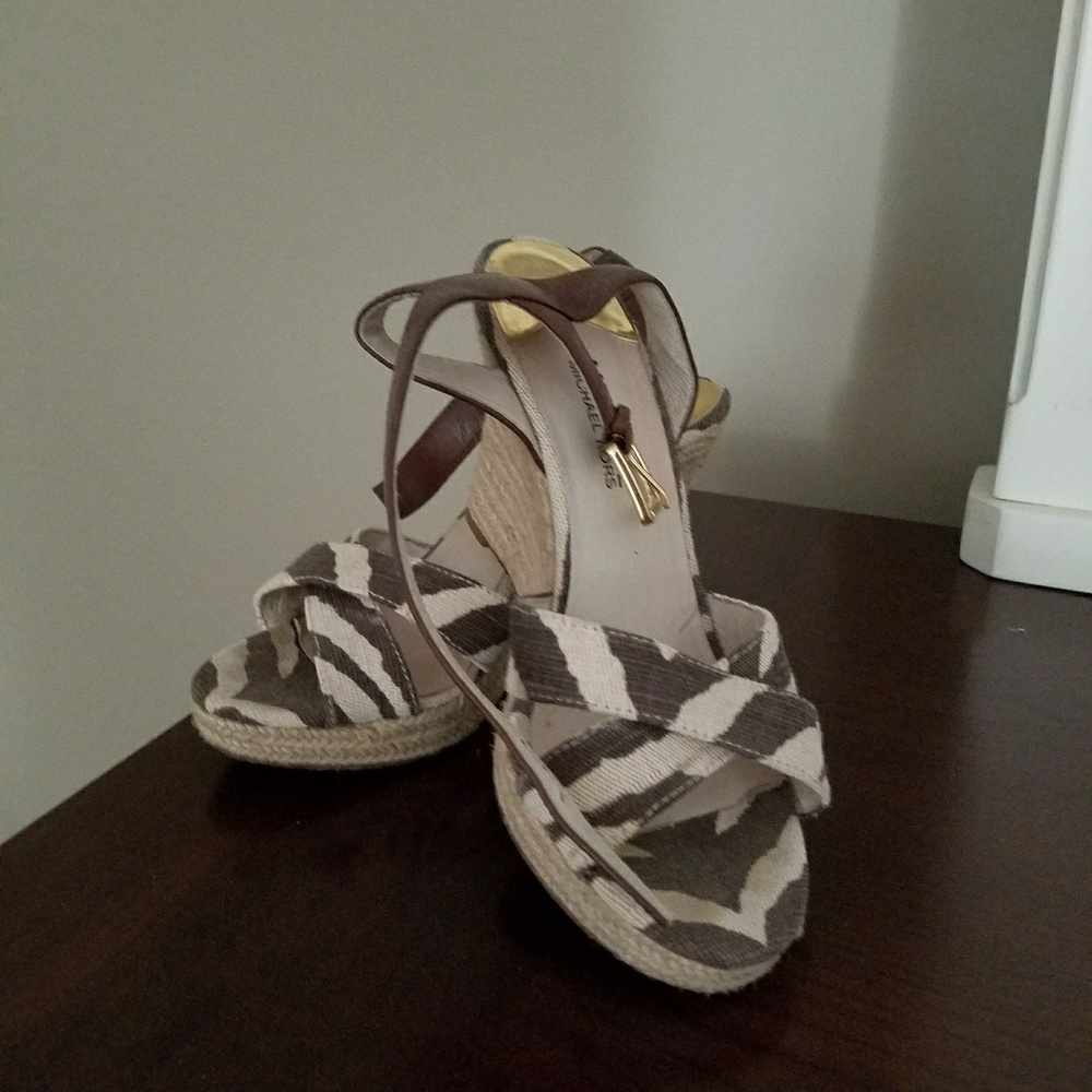 MK Animal Print Wedges Sandals